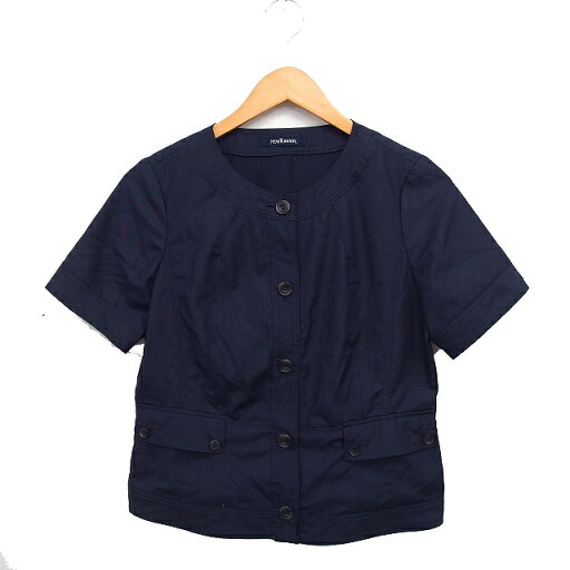【中古】ニューヨーカー NEWYORKER 半袖 ノーカラー ジャケット 無地 綿混 9 ネイビー 紺 /FT17 レディース 【ベクトル 古着】 250405 【中古】ニューヨーカー NEWYORKER 半袖 ノーカラー ジャケット 無地 綿混 9 ネイビー 紺 /FT17 レディース 【ベクトル 古着】 250405