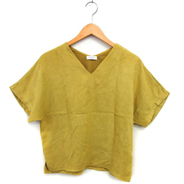 【中古】B&Y ユナイテッドアローズ BEAUTY&YOUTH ビューティー&ユース Vネック フェイクスエード スリット カットソー 無地 五分袖 黄 イエロー /NT9 レディース 【ベクトル 古着】 250418のサムネイル