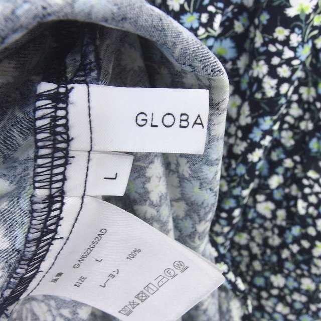 【中古】グローバルワーク GLOBAL WORK シャツ ブラウス 花柄 バンドカラー 半袖 L ネイビー ホワイト 紺 白 /TT レディース 【ベクトル 古着】 250419 auc-vector-20269932 ブランド古着の買取販売ベクトル サンプル画像3