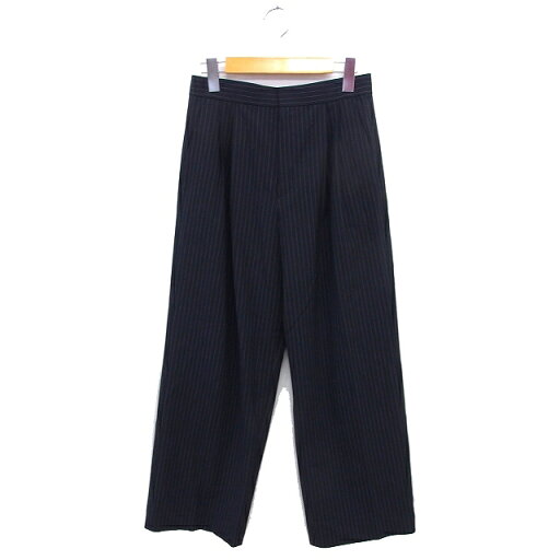 【中古】イエナ IENA ワイド スラックス ストライプ タック ジップフライ 36 黒 ブラック /NT3 レディース 【ベクトル 古着】 250423 【中古】イエナ IENA ワイド スラックス ストライプ タック ジップフライ 36 黒 ブラック /NT3 レディース 【ベクトル 古着】 250423