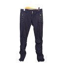 【中古】マウジー MOUSSY ギャザー ローライズ パンツ スタッズ スリム ジップフライ コットン 綿 2 チャコールグレー /NT6 レディース 【ベクトル 古着】 250423(4)