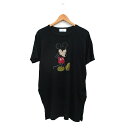【中古】アズールバイマウジー AZUL by moussy カットソー Tシャツ 半袖 ミッキーマウス プリント コットン M ブラック 黒 /KT2 レディース 【ベクトル 古着】 250423