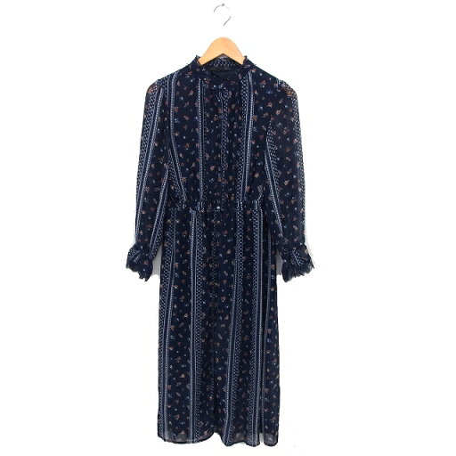 【中古】ヘザー Heather シャツワンピース フレア ロング シフォン レース 花柄 ゆったり 透け感 長袖 F 紺 ネイビー /NT35 レディース 【ベクトル 古着】 250425 【中古】ヘザー Heather シャツワンピース フレア ロング シフォン レース 花柄 ゆったり 透け感 長袖 F 紺 ネイビー /NT35 レディース 【ベクトル 古着】 250425