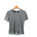 【中古】ザラ ZARA カットソー Tシャツ 半袖 フレア 千鳥格子 S ブラック 黒 /KT38 レディース 【ベクトル 古着】 250426(4)