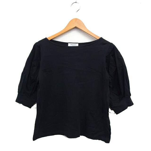 【中古】オペークドットクリップ OPAQUE.CLIP パフスリーブ カットソー Tシャツ ボートネック 5分袖 無地 36 S ブラック 黒 /FT29 レディース 【ベクトル 古着】 250428(4)