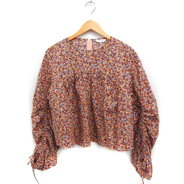 【中古】マウジー MOUSSY 花柄 ブラウス 長袖 ドロストスリーブ コットン 綿 F レッド 赤 /FT33 レディース 【ベクトル 古着】 250516