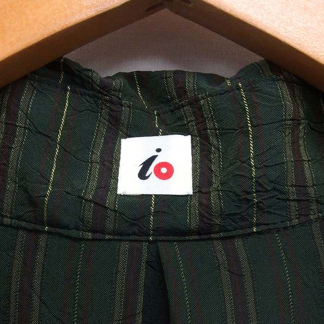 【中古】イオ io シャツワンピース フレア ストライプ ロング オープンカラー タック 透け感 半袖 2 緑 グリーン /NT13 レディース 【ベクトル 古着】 250522