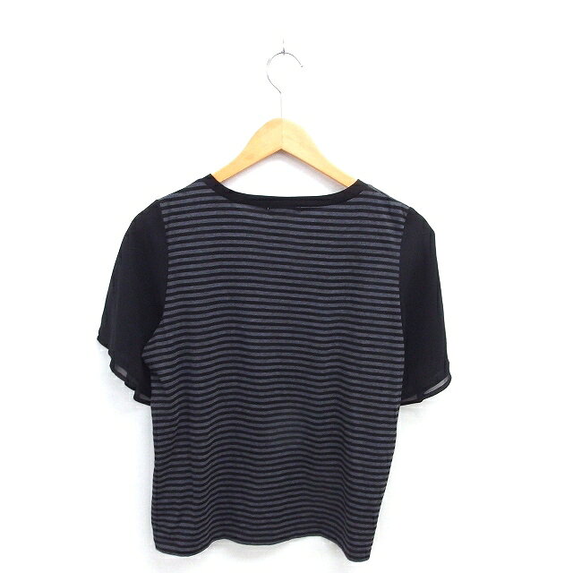 【中古】グローバルワーク GLOBAL WORK カットソー Tシャツ ボーダー ボートネック 切り替え 半袖 M ブラック グレー /TT レディース 【ベクトル 古着】 250517 auc-vector-20304127 ブランド古着の買取販売ベクトル サンプル画像2