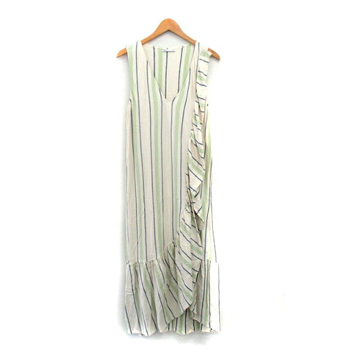 【中古】ザラ ZARA ジャンパースカート ロング フリル コットン ストライプ M アイボリー 白 /KT32 レディース 【ベクトル 古着】 250523 【中古】ザラ ZARA ジャンパースカート ロング フリル コットン ストライプ M アイボリー 白 /KT32 レディース 【ベクトル 古着】 250523