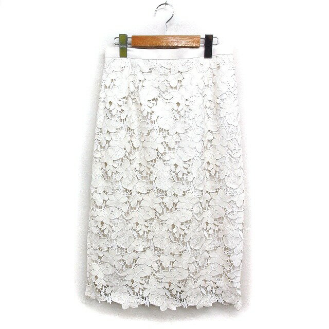 【中古】ジャスグリッティー JUSGLITTY カットワークレース タイトスカート ロング丈 スリット 2 オフホワイト 白 /FT45 レディース 【ベクトル 古着】 250526