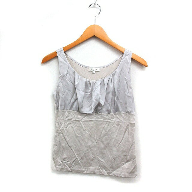 【中古】スープ SOUP 切替 タンクトップ ノースリーブ 無地 9 ライトグレー /FT14 レディース 【ベクトル 古着】 250530