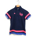 【中古】ルコックスポルティフ le coq sportif 半袖 シャツ ハーフジップ ロゴマーク刺繍 ゴルフウエア M ネイビー 紺 /FT16 レディース ...
