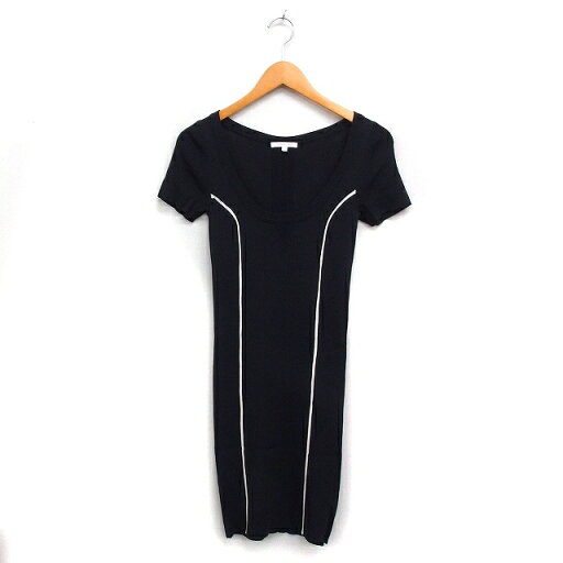 【中古】パトリツィアペペ PATRIZIA PEPE ニット ワンピース 半袖 ひざ丈 スプーンネック 配色ライン 1 ブラック 黒 /FT19 レディース 【ベクトル 古着】 250530 【中古】パトリツィアペペ PATRIZIA PEPE ニット ワンピース 半袖 ひざ丈 スプーンネック 配色ライン 1 ブラック 黒 /FT19 レディース 【ベクトル 古着】 250530