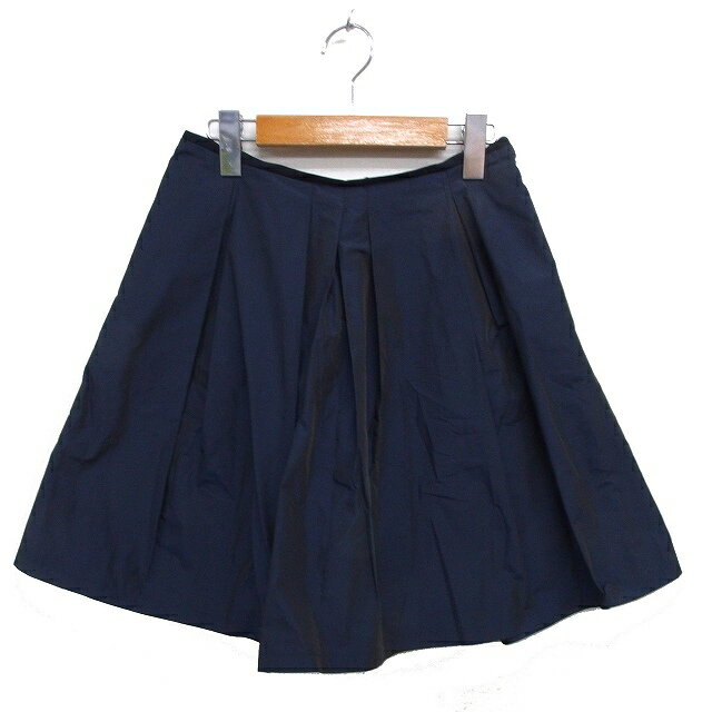 【中古】ジャーナルスタンダード JOURNAL STANDARD フレア スカート ひざ丈 タック 無地 サイドジップ 38 紺 ネイビー /NT17 レディース 【ベクトル 古着】 250602(4)