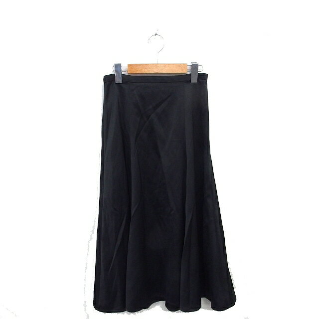 【中古】ドゥーズィエムクラス DEUXIEME CLASSE Pan フレア スカート ロング 無地 シンプル サイドジップ 34 黒 ブラック /TT8 レディ..