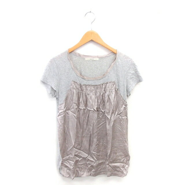 【中古】マカフィー MACPHEE トゥモローランド チュニック 切り替え シルク 丸首 プルオーバー 半袖 1 グレー /TT16 レディース 【ベクトル 古着】 250605