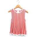 【中古】トラッゾドンナ Torrazzo Donna ニット ノースリーブ カットソー リブ ストライプ コットン混 ハイゲージ ノースリーブ ピンク /NT35 レディース 【ベクトル 古着】 250605(4)