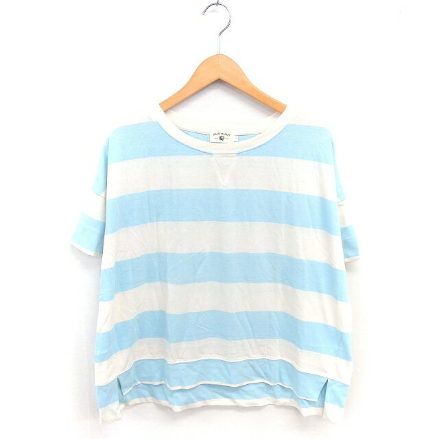 【中古】ハートマーケット Heart market Tシャツ カットソー ボーダー ボートネック 半袖 F アイボリー ライトブルー 青 /TT12 レディース 【ベクトル 古着】 250619