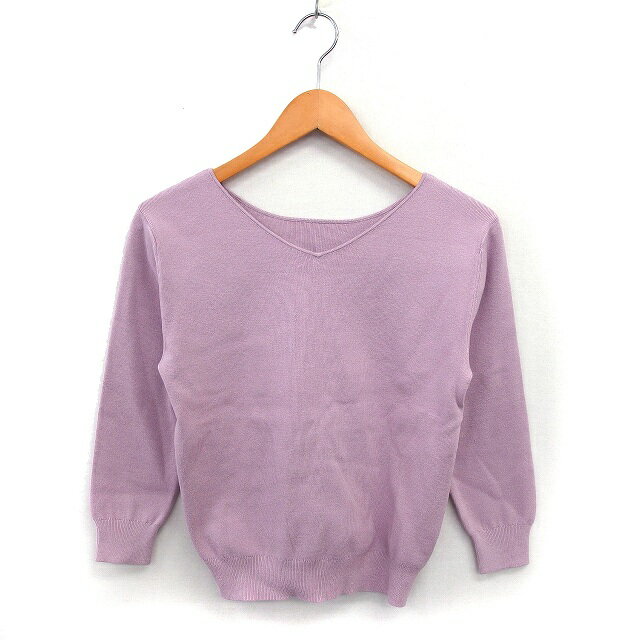 【中古】アプワイザーリッシェ Apuweiser-riche Vネック ニット セーター クロップド リブ ハイゲージ ..