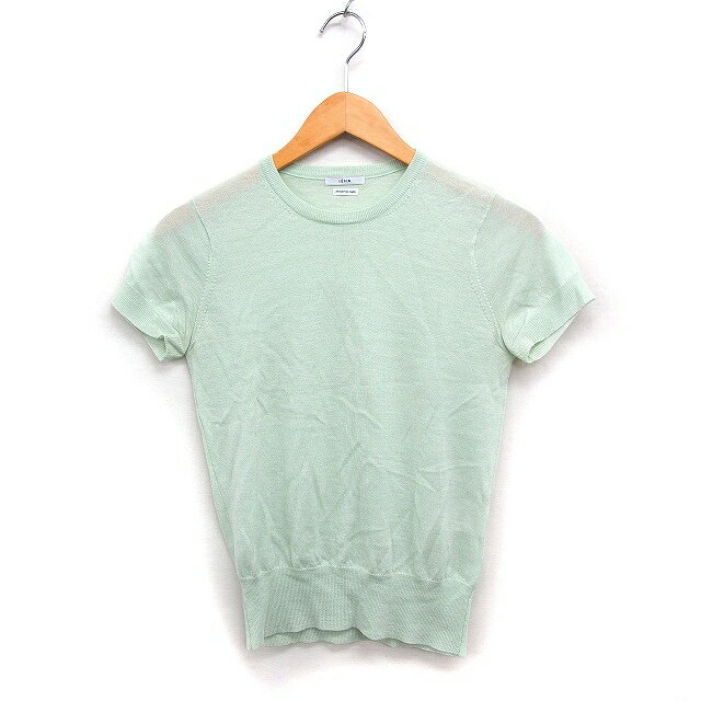 【中古】イエナ IENA ウール ニット セーター 半袖 丸首 無地 ハイゲージ ライトグリーン 薄緑 /FT42 ..