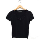 【中古】ボディドレッシングデラックス BODY DRESSING Deluxe 装飾 ニット セーター 半袖 オーバルネック カシミヤ混 ウール 38 ブラック 黒 /FT32 レディース 【ベクトル 古着】 250628