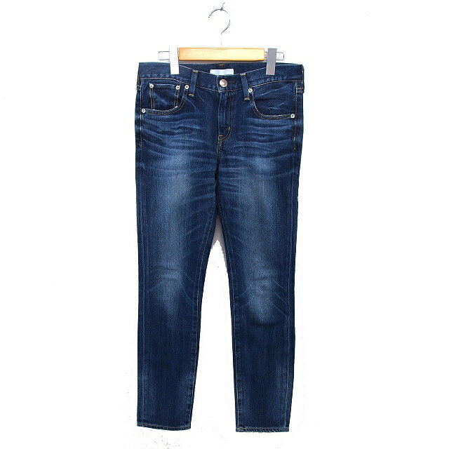 【中古】レッドカード RED CARD ひげ加工 デニム ジーンズ ストレート コットン 綿 ジップフライ 24 紺 ネイビー /NT2 レディース 【ベクトル 古着】 250703