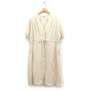 【中古】マウジー MOUSSY リネン ロング シャツワンピース 5分袖 ゆったり F クリーム /FT13 レディース 【ベクトル 古着】 250704