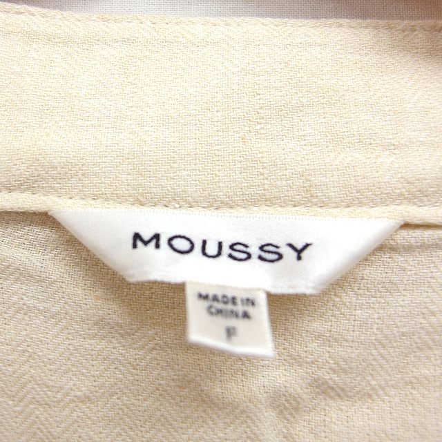 【中古】マウジー MOUSSY リネン ロング シャツワンピース 5分袖 ゆったり F クリーム /FT13 レディース 【ベクトル 古着】 250704