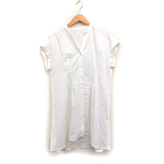 【中古】グリーンレーベルリラクシング ユナイテッドアローズ green label relaxing バンドカラー シャツ チュニック 無地 ホワイト 白 /FT32 レディース 【ベクトル 古着】 250924