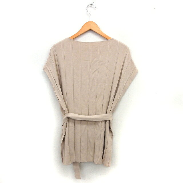 【中古】ミラオーウェン Mila Owen リブ ニット フレンチスリーブ リボン ボートネック スリット 半袖 0 ベージュ /NT4 レディース 【ベクトル 古着】 250731 auc-vector-20444325 ブランド古着の買取販売ベクトル サンプル画像2