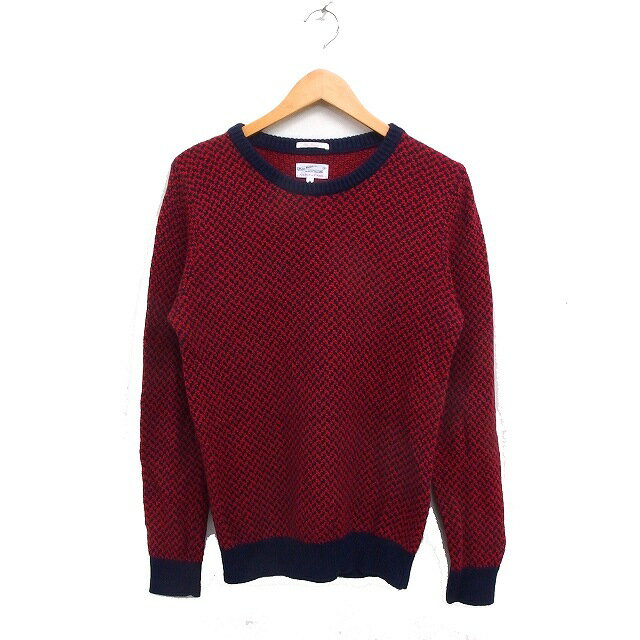 【中古】ガント GANT バーズアイ柄 ニット セーター 長袖 丸首 アンゴラ混 ウール混 M レッド 赤 /FT48 レディース 【ベクトル 古着】 2507...