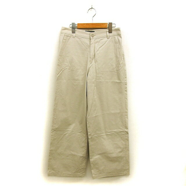 【中古】インディヴィ INDIVI ワイド パンツ コットン 綿 無地 ジップフライ 40 アイボリー /NT11 レディース 【ベクトル 古着】 250718