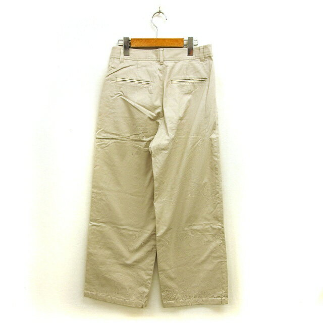 【中古】インディヴィ INDIVI ワイド パンツ コットン 綿 無地 ジップフライ 40 アイボリー /NT11 レディース 【ベクトル 古着】 250718