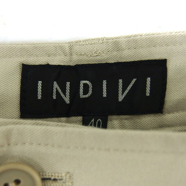 【中古】インディヴィ INDIVI ワイド パンツ コットン 綿 無地 ジップフライ 40 アイボリー /NT11 レディース 【ベクトル 古着】 250718