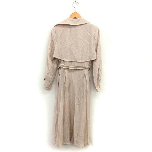 【中古】ココディール COCO DEAL スプリング トレンチコート ロング リボン ダブル リネン混 背抜き 1 ベージュ /NT1 レディース 【ベクトル 古着】 250721