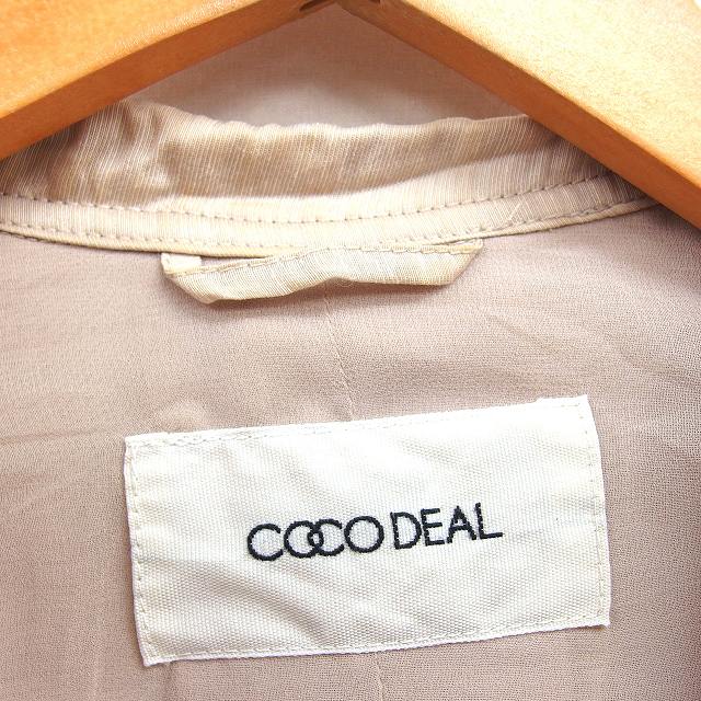 【中古】ココディール COCO DEAL スプリング トレンチコート ロング リボン ダブル リネン混 背抜き 1 ベージュ /NT1 レディース 【ベクトル 古着】 250721
