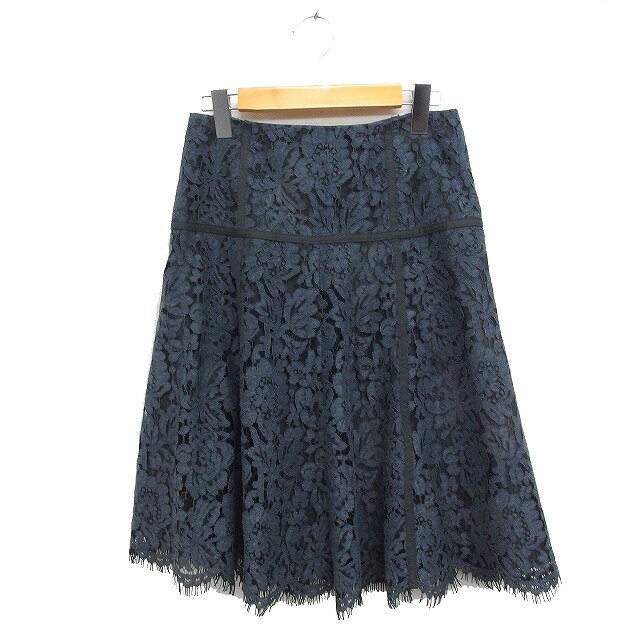 【中古】アナイ ANAYI レース フレアスカート ひざ丈 グログラン 36 チャコールグレー /FT26 レディース 【ベクトル 古着】 250801