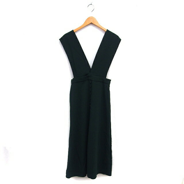 【中古】アダムエロペ Adam et Rope' ジャンパースカート フレア マキシ スリット ループボタン サイドジップ 36 ディープグリーン /NT15 レディース 【ベクトル 古着】 251027