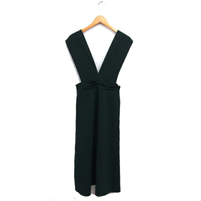 【中古】アダムエロペ Adam et Rope' ジャンパースカート フレア マキシ スリット ループボタン サイドジップ 36 ディープグリーン /NT15 レディース 【ベクトル 古着】 251027