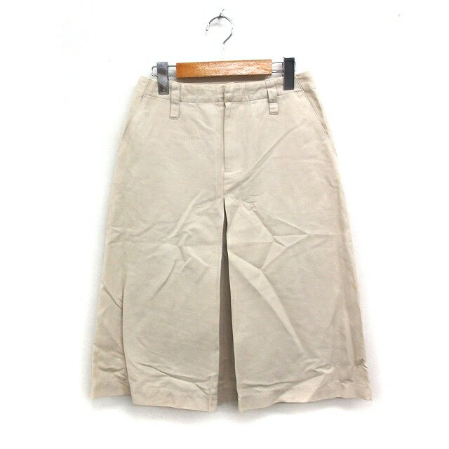 【中古】マーガレットハウエル MARGARET HOWELL タック タイトスカート ミディ丈 無地 リネン 麻 1 ベージュ /FT14 レディース 【ベクトル 古着】 250802