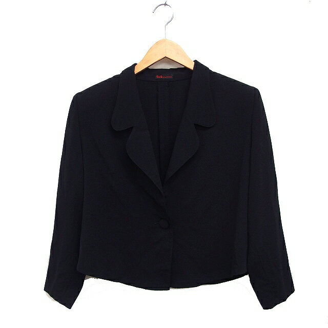 【中古】シセンドウ 詩仙堂 HITOSHI TAMURA ちりめん織りジャケット アウター 無地 ブラック 黒 /FT16 レディース 【ベクトル 古着】 250814