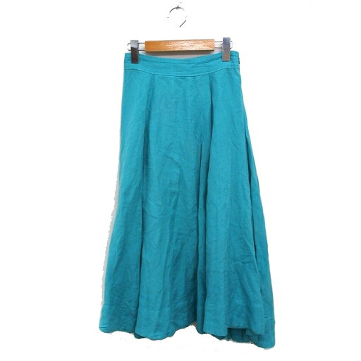 【中古】ローズバッド ROSE BUD フレアスカート ロング丈 無地 リネン 麻 F ブルー系 /FT33 レディース 【ベクトル 古着】 250806