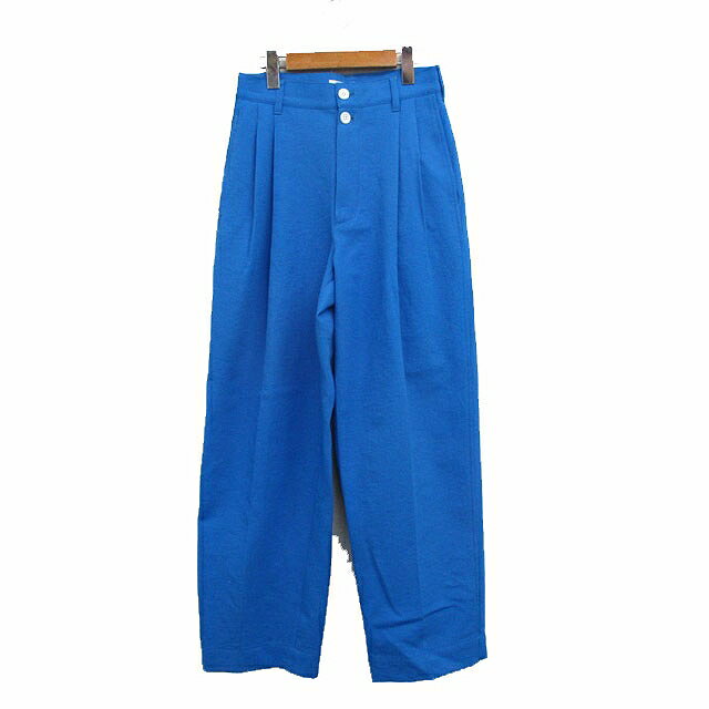 【中古】パシオーネ PASSIONE テーパードパンツ ダブルタック センタープレス コットン 38 ブルー 青 /KT29 レディース 【ベクトル 古着】 251004