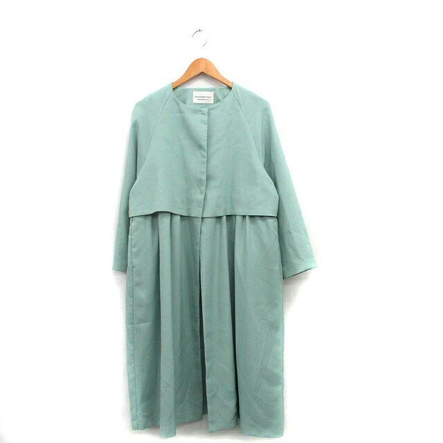 【中古】ストロベリーフィールズ STRAWBERRY-FIELDS ノーカラー コート ロング シンプル 2 ミントグリーン 緑 /KT19 レディース 【ベクトル 古着】 250811