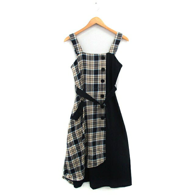 【中古】レッセパッセ LAISSE PASSE ジャンパースカート ロング チェック 36 ベージュ /KT7 レディース..