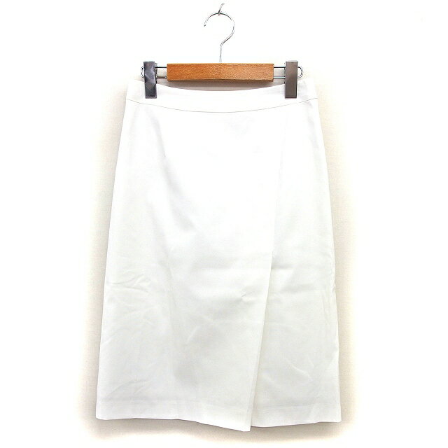 【中古】ポールスチュアート PAUL STUART タック タイト スカート ひざ下 コットン混 バックジップ 透け感 4 オフホワイト /NT4 レディース 【ベクトル 古着】 250821(4)