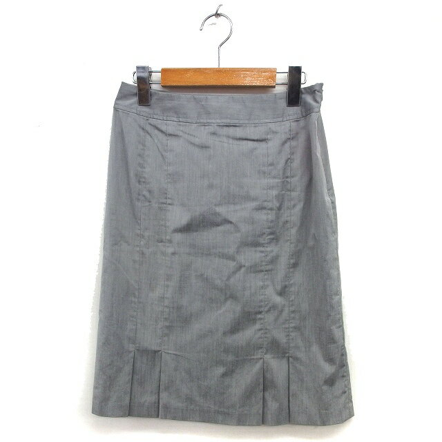 【中古】ストロベリーフィールズ STRAWBERRY-FIELDS フレア スカート ひざ丈 タック コットン混 サイドジップ 2 グレー /NT35 レディース 【ベクトル 古着】 250903