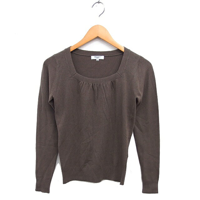Square Neck - 【中古】ナチュラルビューティーベーシック NATURAL BEAUTY BASIC スクエアネック ニット セーター リブ アンゴラ混 ハイゲージ 長袖 M 茶 ブラウン /NT18 レディース 【ベクトル 古着】 250924