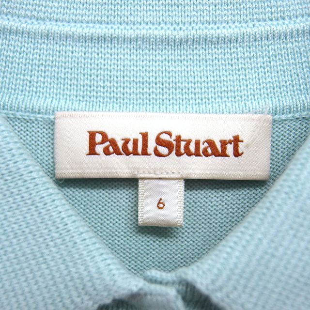 【中古】ポールスチュアート PAUL STUART ニット ポロシャツ フリル ステンカラー ウール混 無地 長袖 6 ライトブルー /NT16 レディース 【ベクトル 古着】 250925