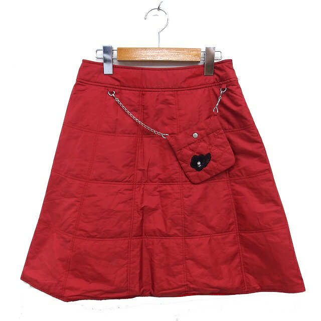 【中古】エムズグレイシー M'S GRACY キルティング スカート フレア ミニ 中綿 サイドジップ ポシェッ..